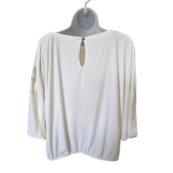 Chico's White and Gold Patterned Blouse - Picture 4 of 7